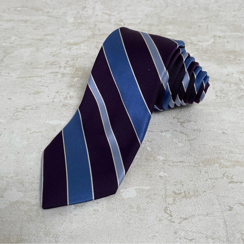 Lord & Tailor Purple And Blue Striped Neck Tie